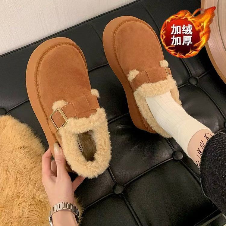 新款加绒勃肯鞋女2024年秋冬季加厚棉鞋冬天外穿百搭爆款雪地大棉