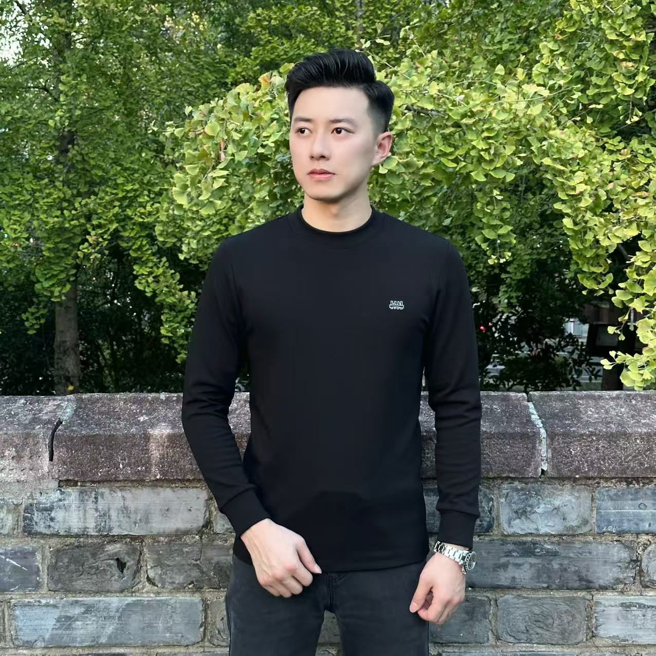 小杰/L-jie男士秋冬季气质修身简约圆领长袖打底T恤（0006）