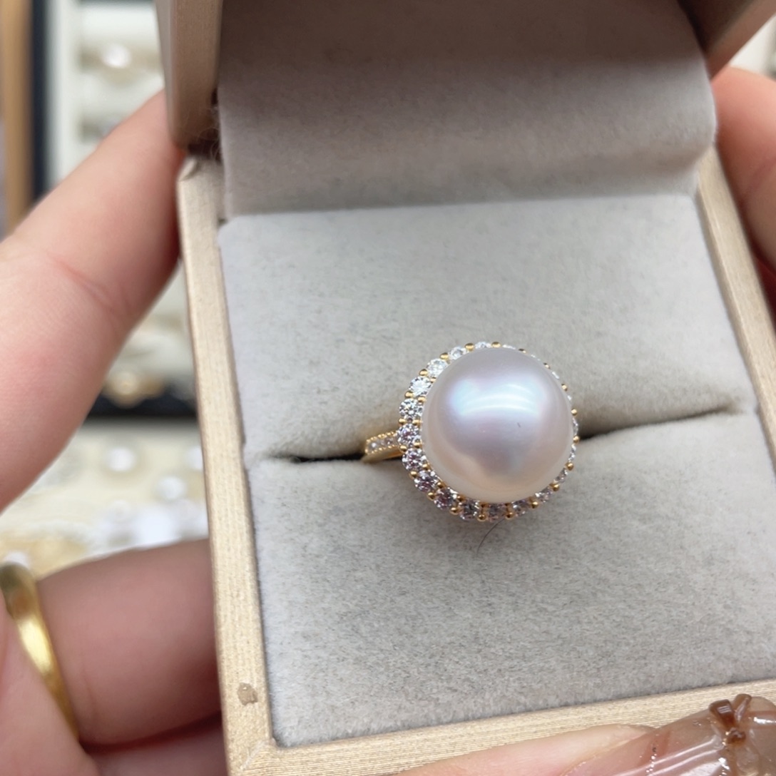 银S925镶嵌戒指海水珍珠