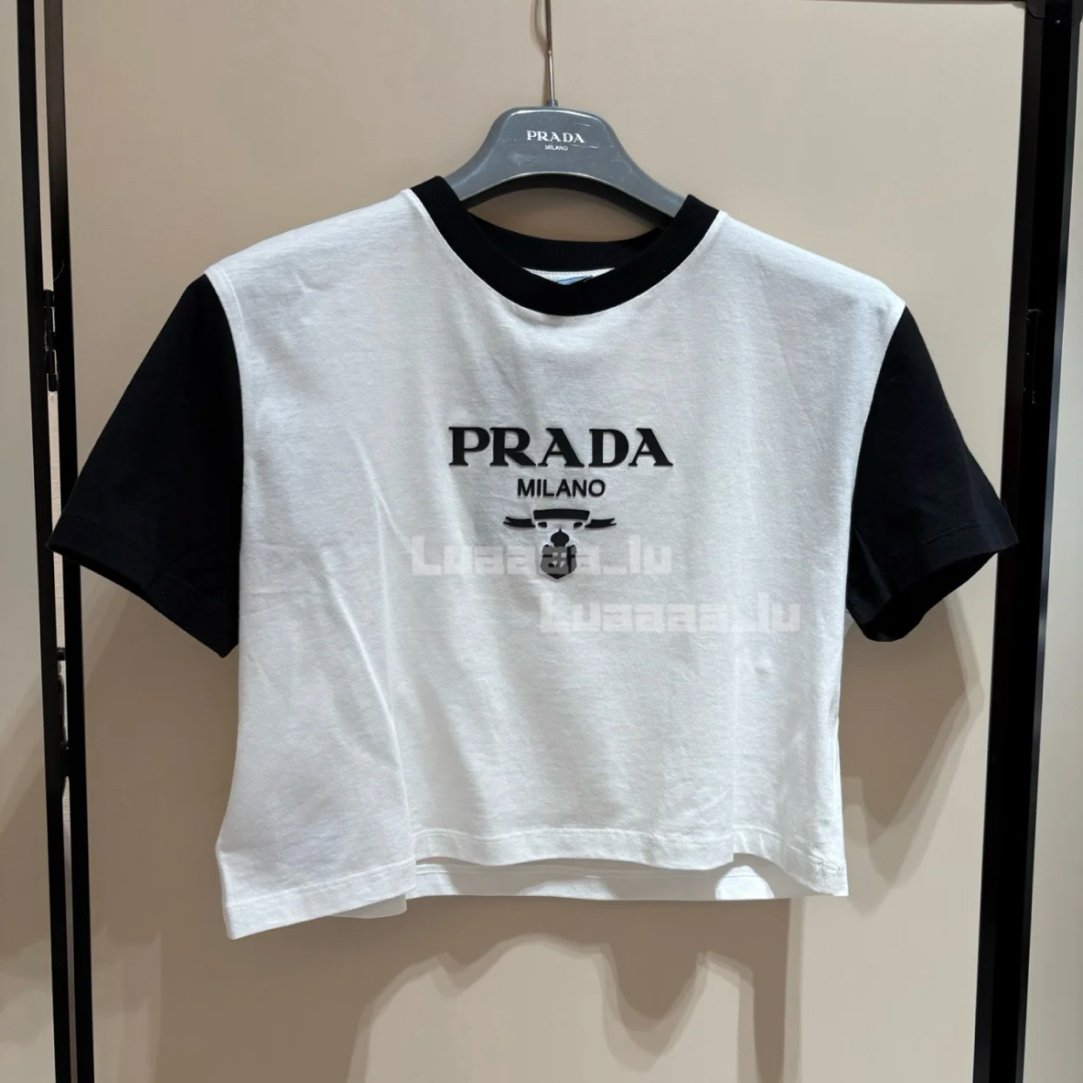 未使用 Prada/普拉达 拼色字母印花短袖T恤 女款 秀款