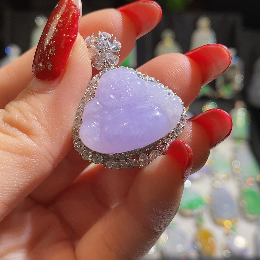 翡翠颈饰银S925镶嵌天然翡翠