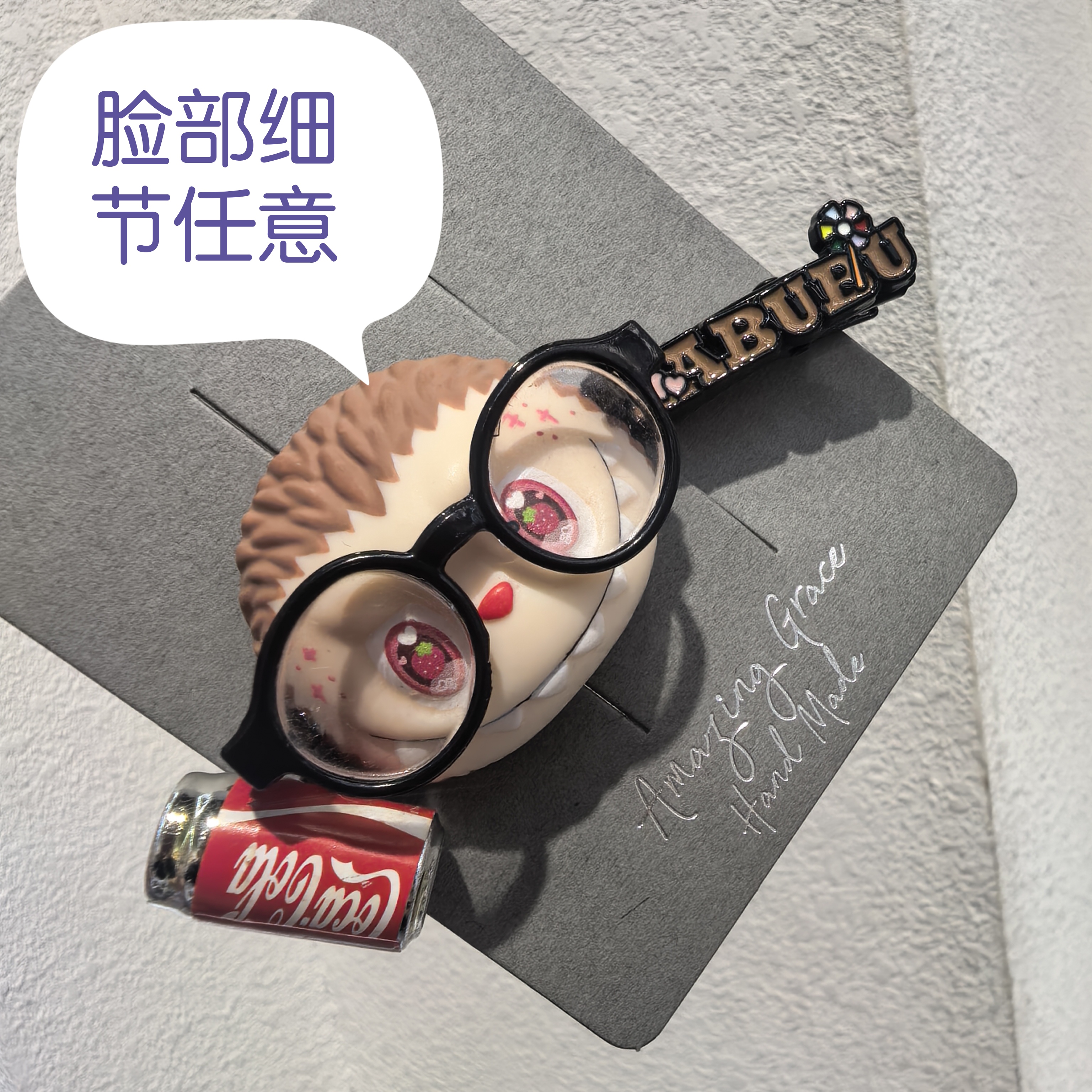 C357咖色眼镜立体卡通人物弯刀边夹