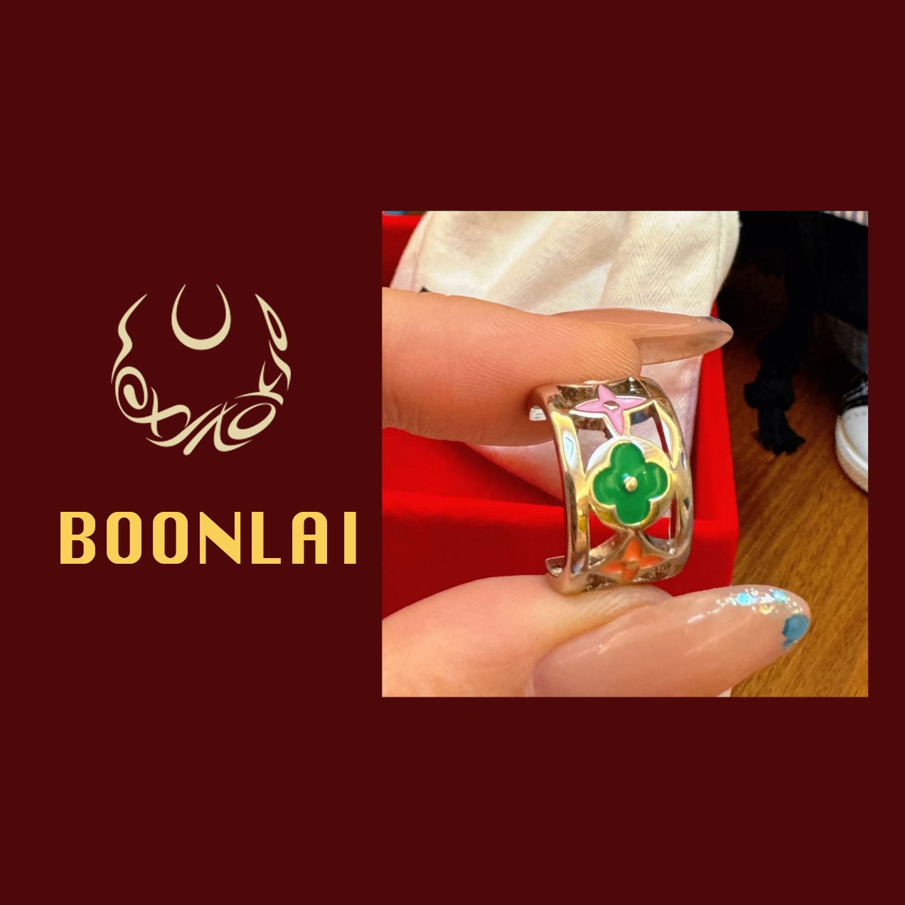 铜合金耳饰 Boonlai 圆形多色花朵耳环3457