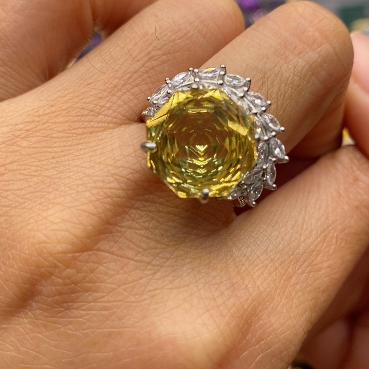 水晶戒指银S925镶嵌天然水晶戒指