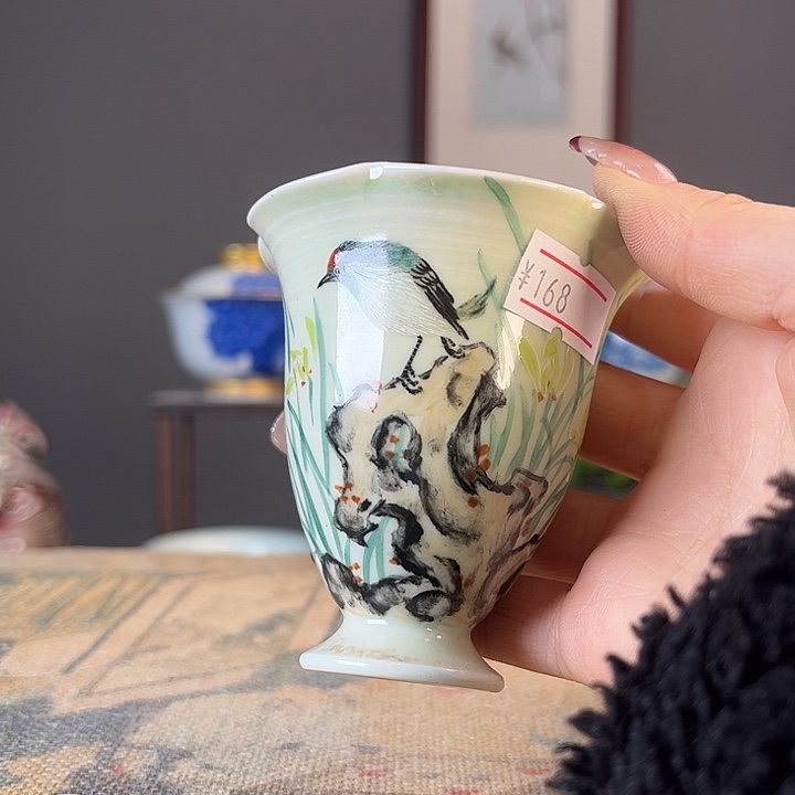 摆件景德柴烧茶杯多人