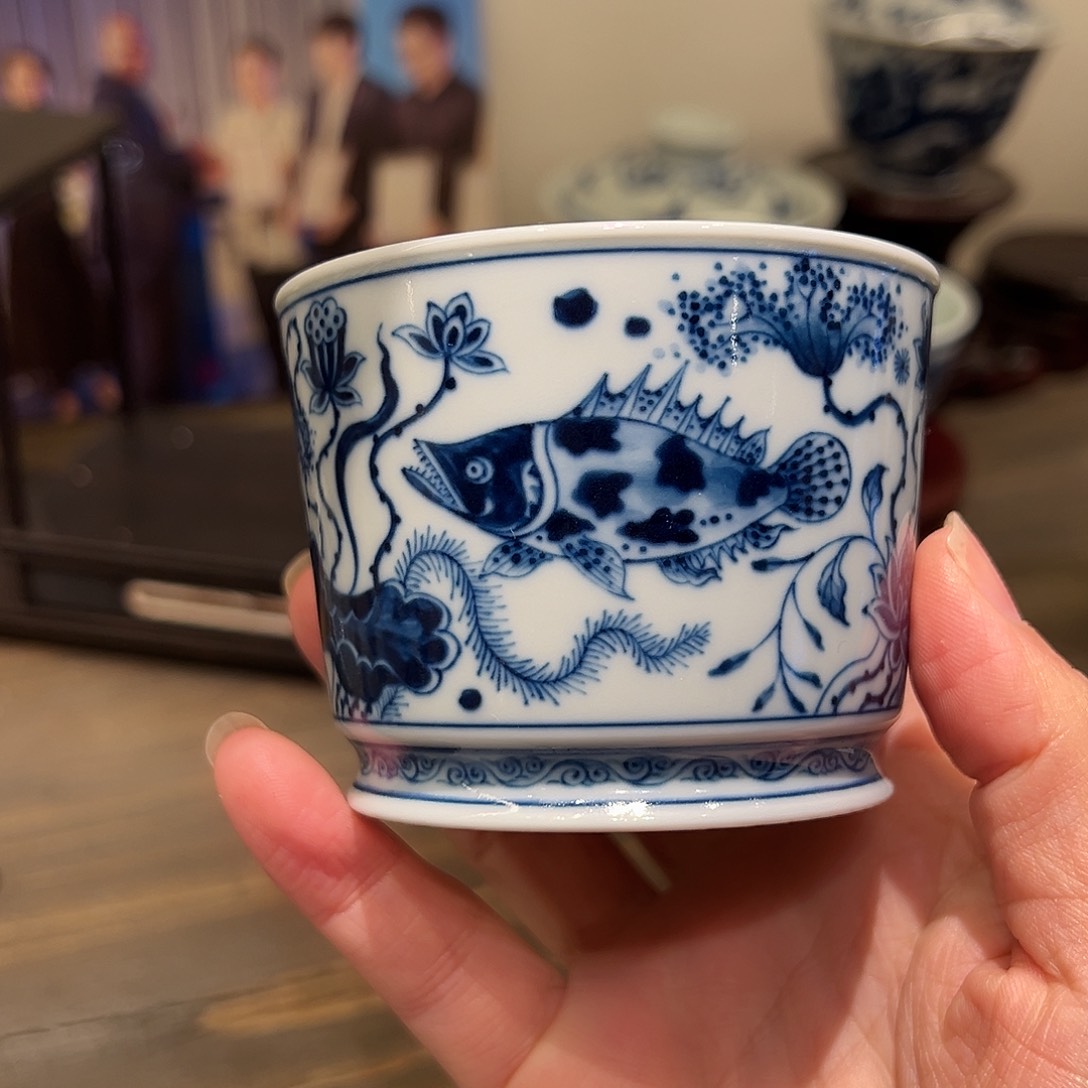 钟家窑柴窑鱼藻杯杯杯杯 