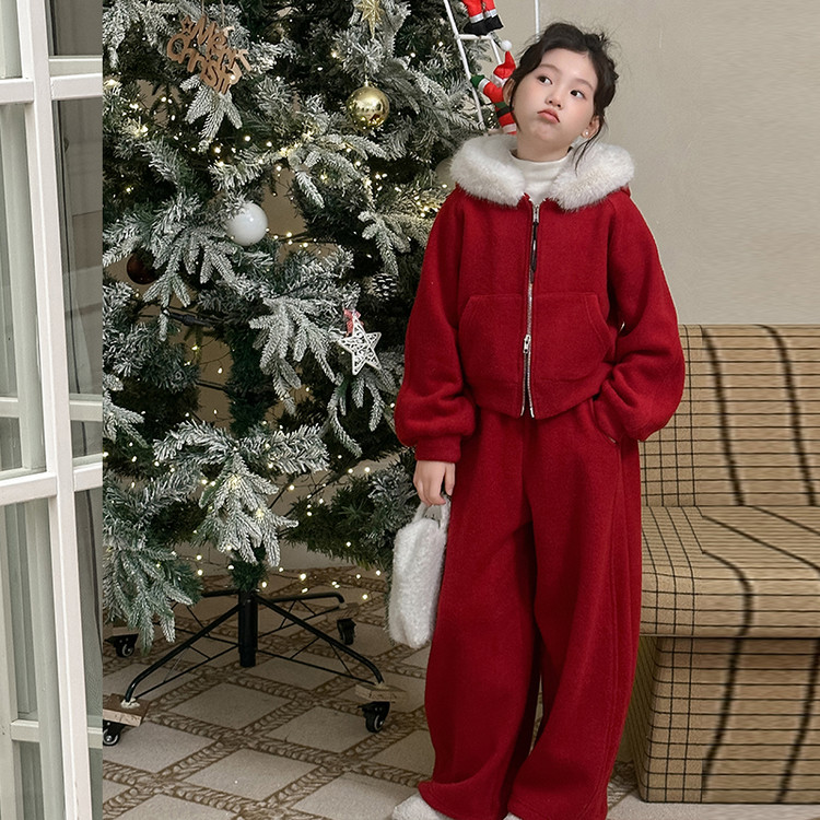 【亲子装】女童加绒套装秋冬2025新款洋气时髦女孩高级感加厚休闲潮