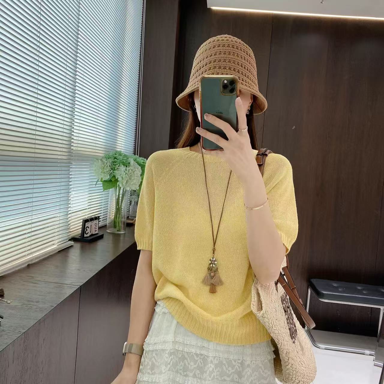 4134千炫女装新款纯色无缝一体百搭短袖