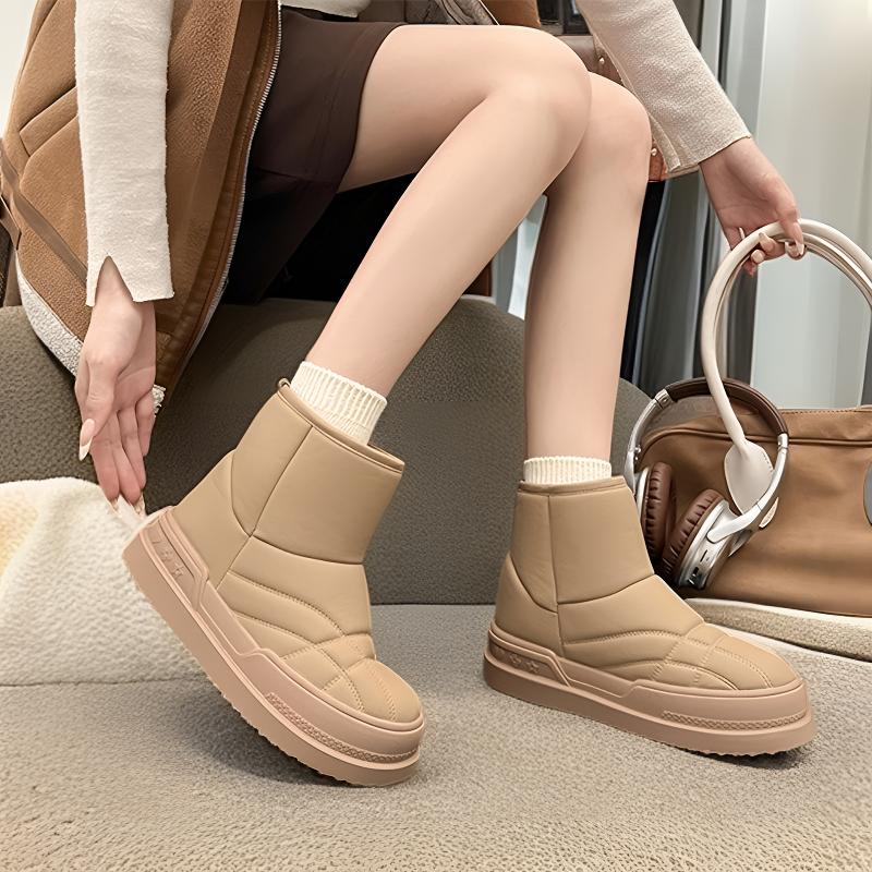 高帮保暖中跟冬季靴子加厚时尚雪地靴休闲厚底网红加绒防水棉鞋女