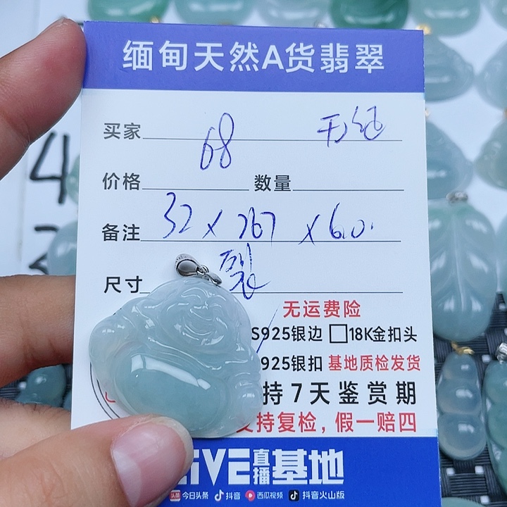 吊坠(不含链)银S925镶嵌翡翠纯天然缅甸a货翡翠