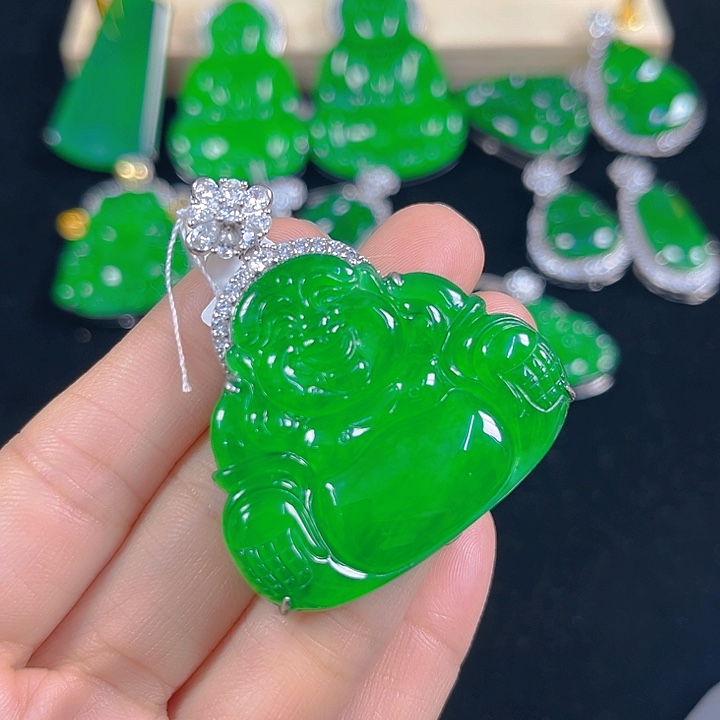 翡翠银S925镶嵌吊坠(不含链)