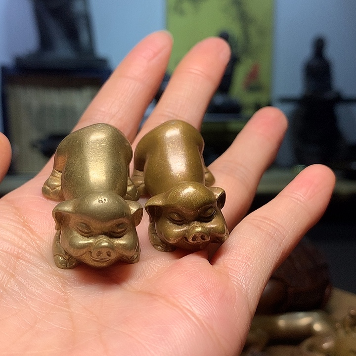 平***意铜茶宠 摆件 小猪