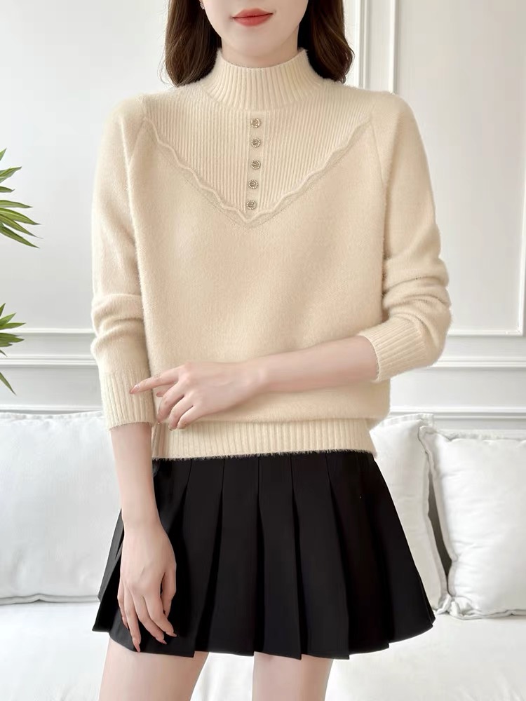 【以直播间实物为准】C100【衣长60】时尚毛针织衫女秋冬显瘦毛衣【C6】