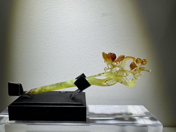 岫玉辽阳花玉兰花发簪气质创意