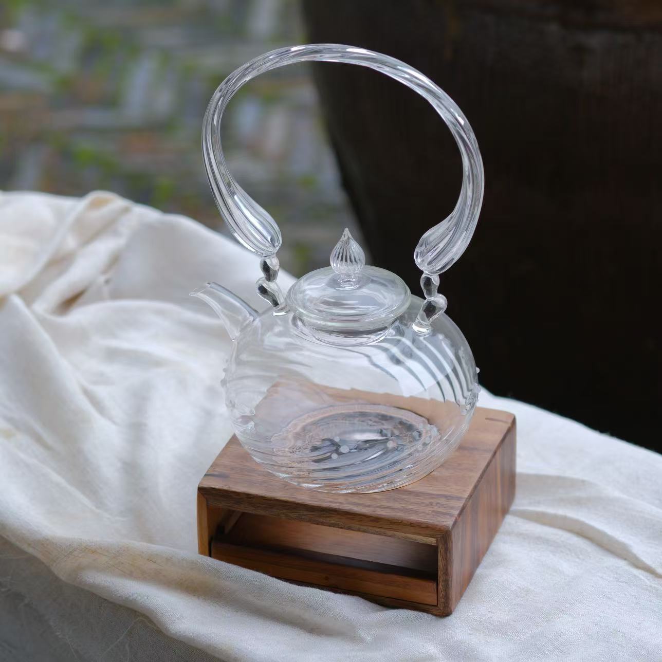 小喜宅 喜小卿烧水壶（大）+南美黑胡桃木温茶炉（容量约900ml）