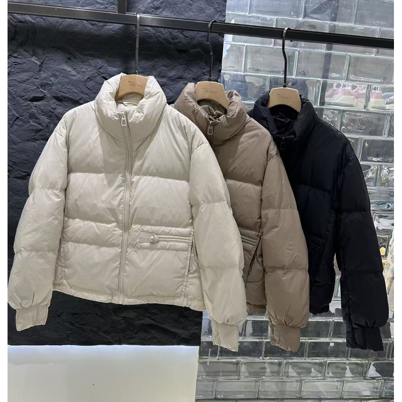 2009-3682 短款韩版宽松立领一个口袋盘口中式国风羽绒服外套