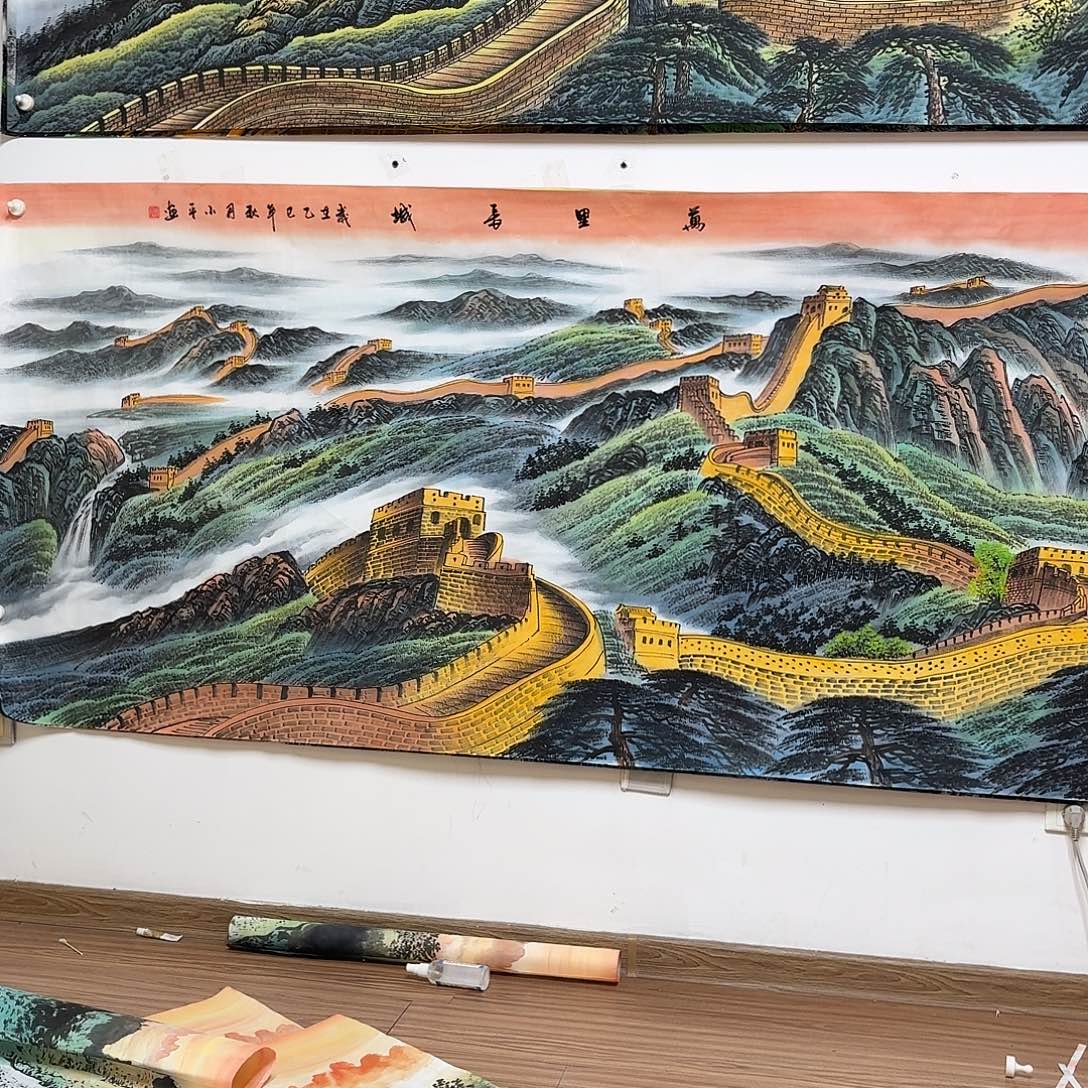 辻***笙国画八尺长城画芯