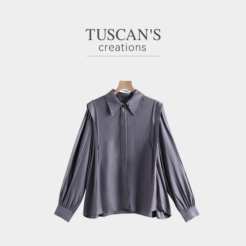 TUSCAN'S CREATIONS轻奢女装纯色衬衫简约薄款长袖气质女时代双鱼