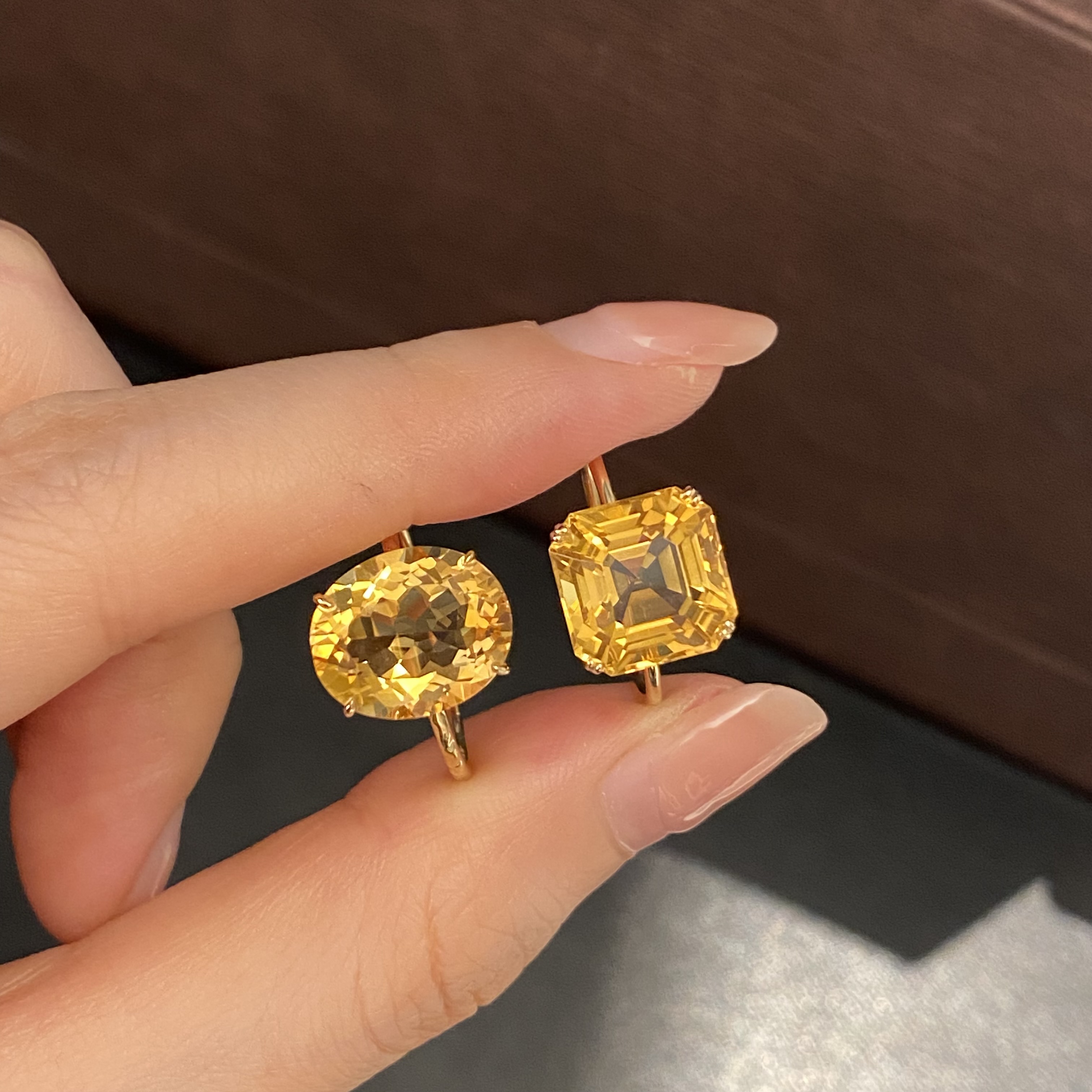 18K金 黄晶戒指  246323 246330 开口戒  孤品