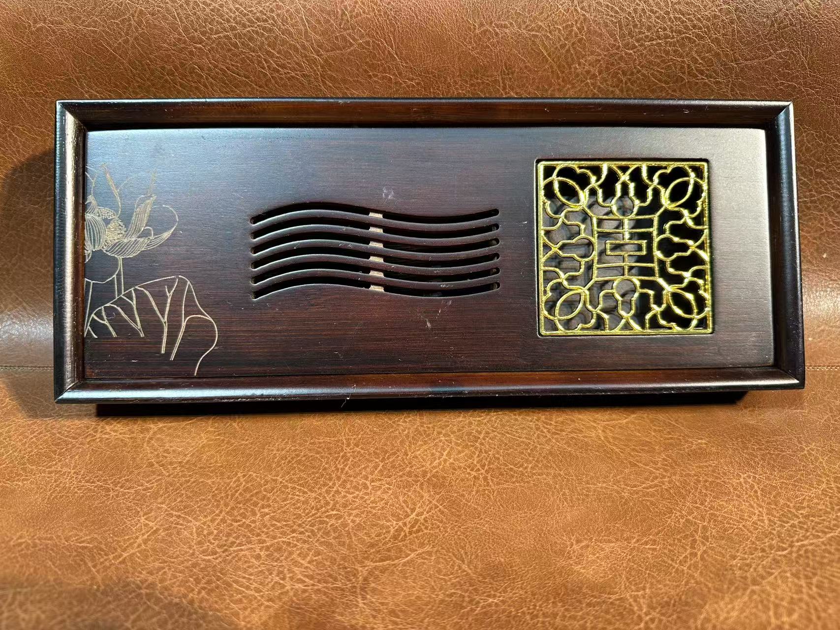 莉火火茶器 30*12胡桃色荷花干泡盘-造物工房-4812（直播专享）