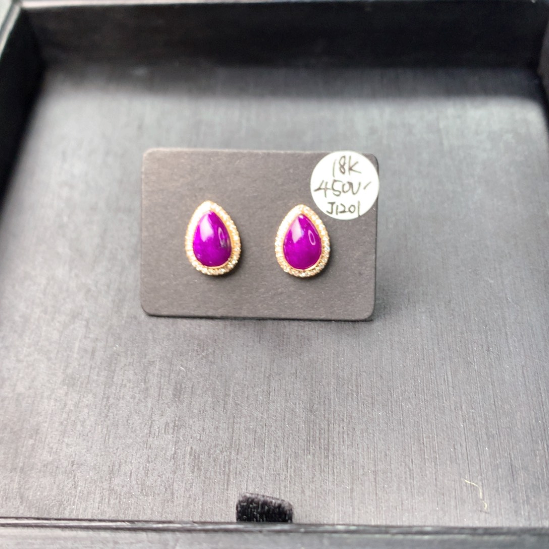 苏纪石（舒俱来）18K金镶嵌耳钉