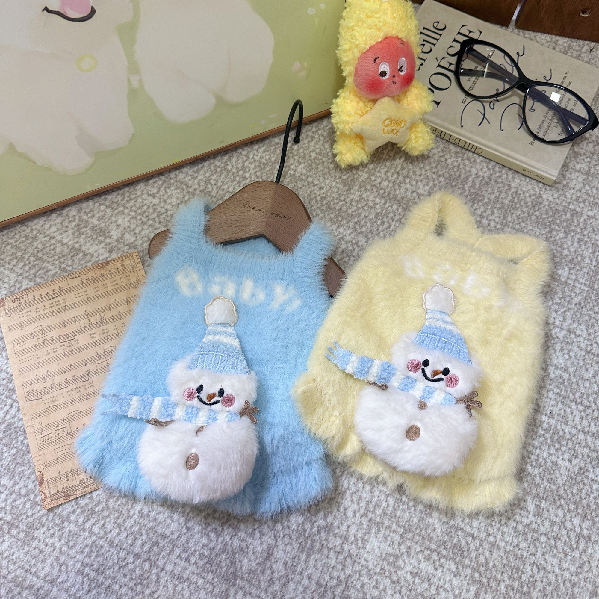 狗狗衣服水貂毛保暖吊带双层可爱雪人猫咪比熊泰迪小型犬服装