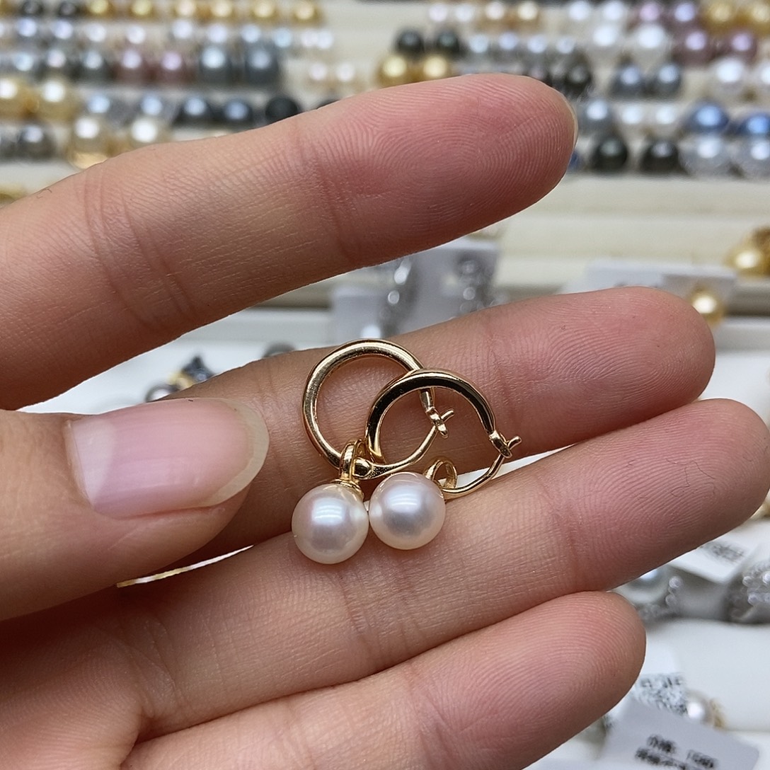银S925镶嵌海水珍珠耳饰
