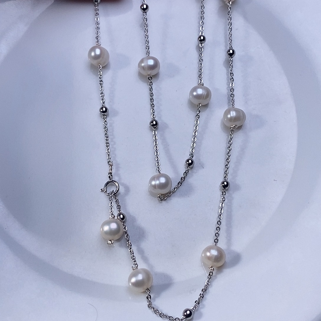 银S925镶嵌耳饰淡水珍珠