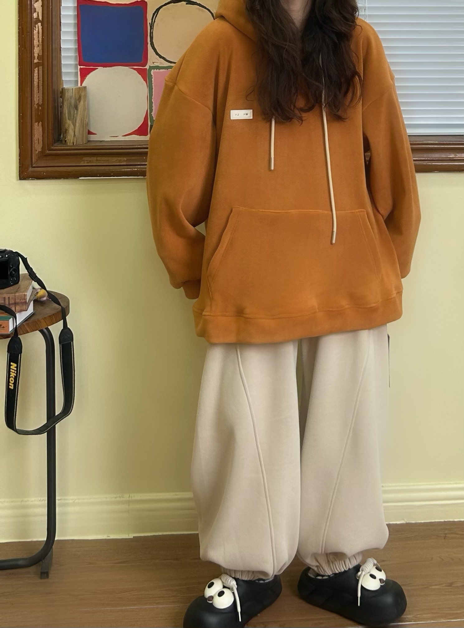 冬季宽松休闲百搭加绒连帽卫衣9001