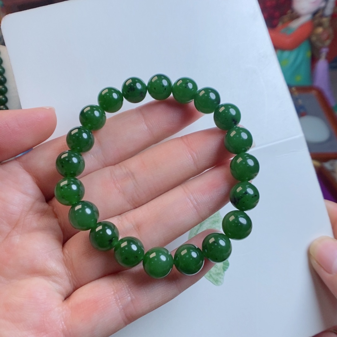 和田玉手链未镶嵌7号矿碧玉红皮老料