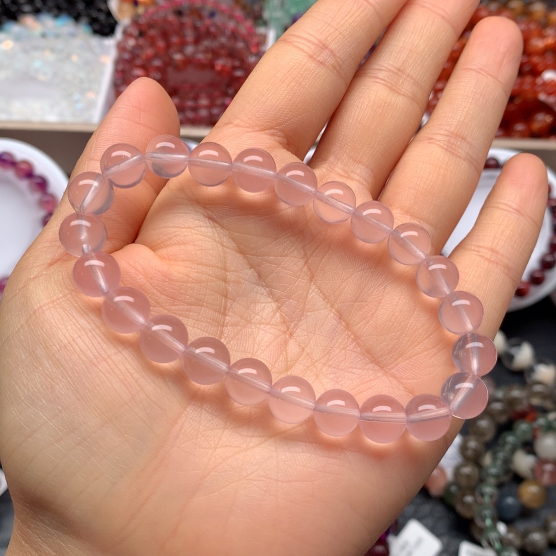 水晶手链未镶嵌莫粉8.5