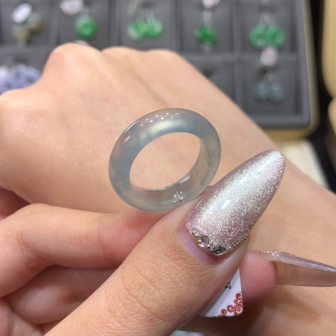 翡翠戒指未镶嵌12冰川蓝