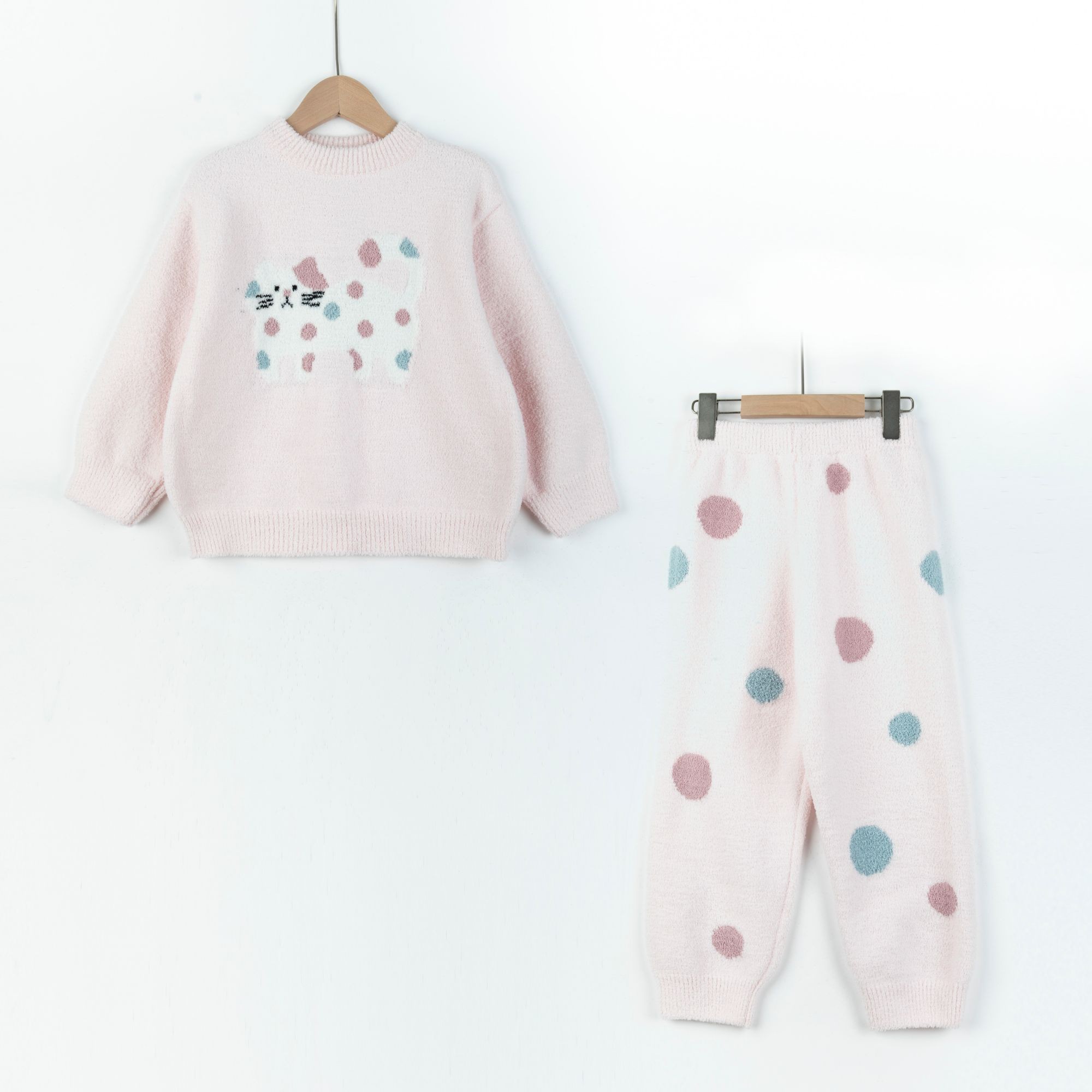 （亲子款）家居服毛衣秋冬款女宝洋气套装套头毛衣小女孩公主针织衫