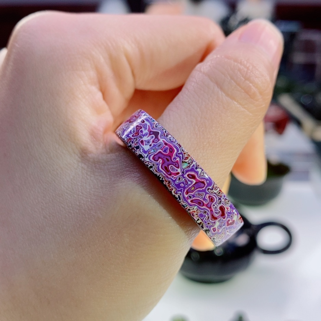 紫色大漆玉环指环