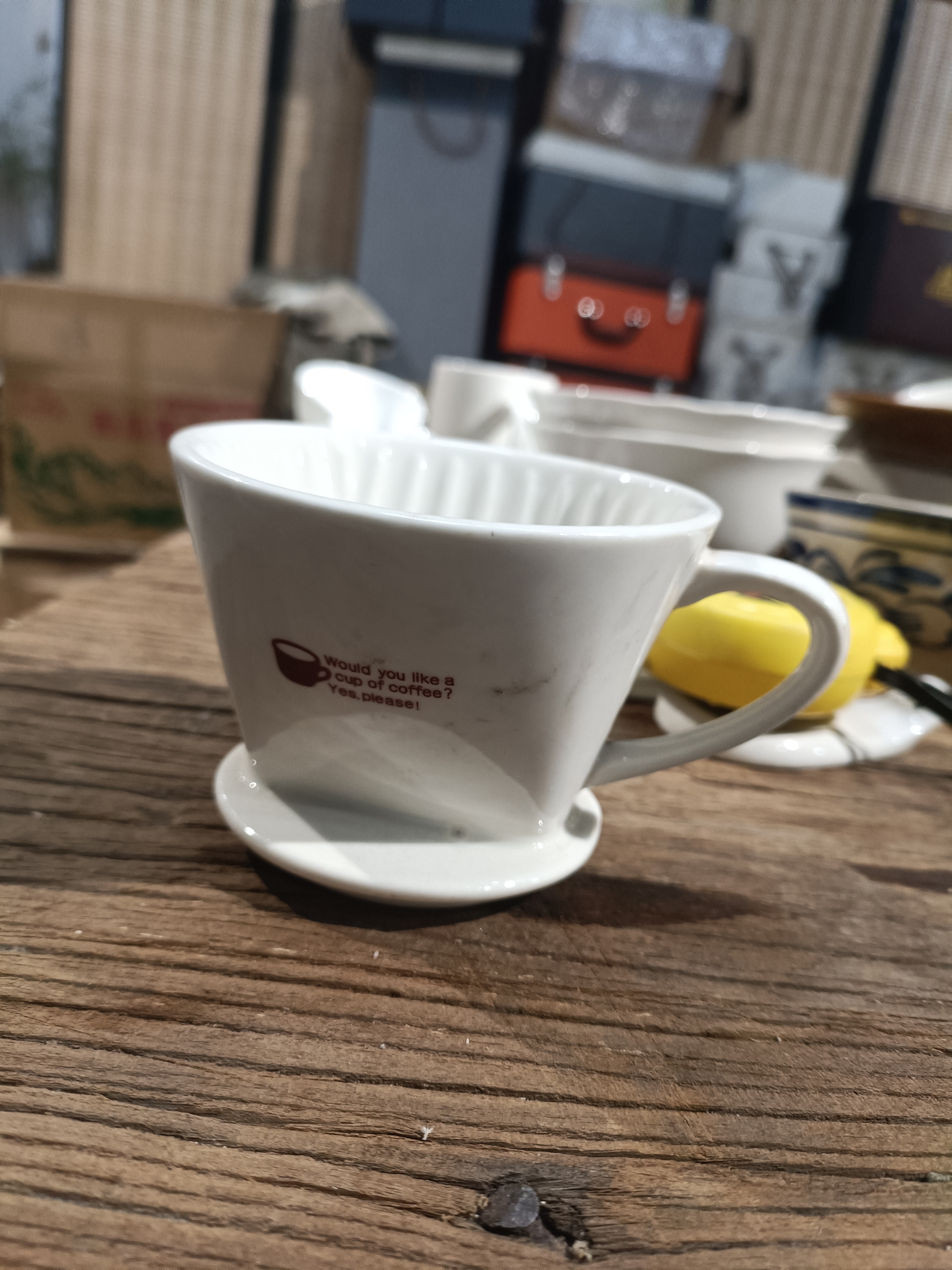 磁州窑出口尾货茶漏杯《遐思品介意勿拍》