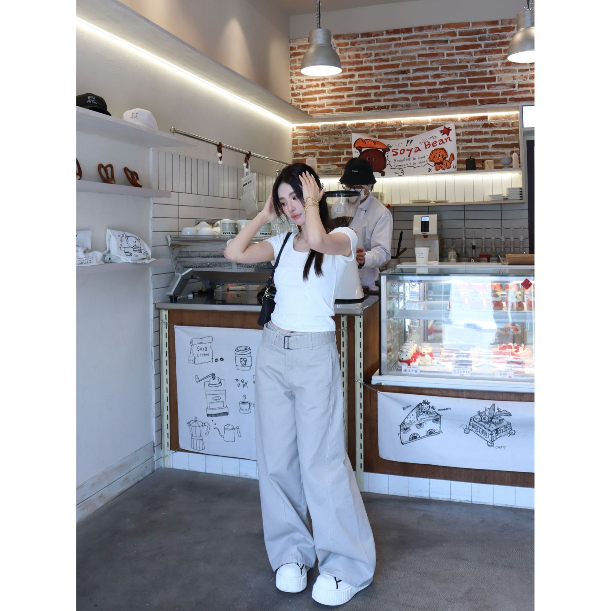 【腰带工装】文雅说阔腿宽松显瘦高腰小众设计感复古