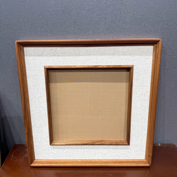大内凹3公分玉面亚麻—50x50乌檀框中框实木榫卯画框【画芯33x33】