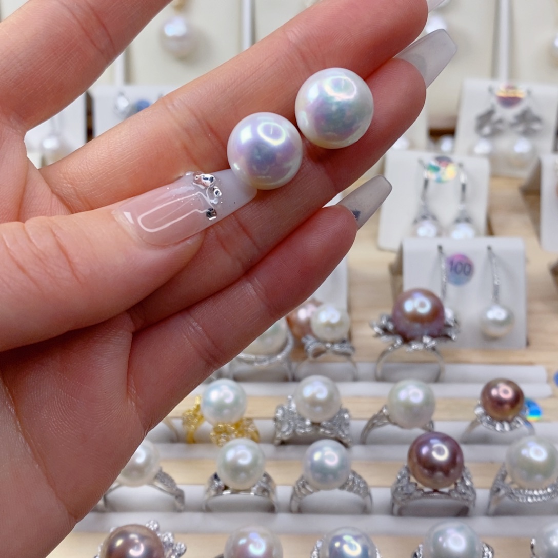 淡水珍珠耳饰银S925镶嵌