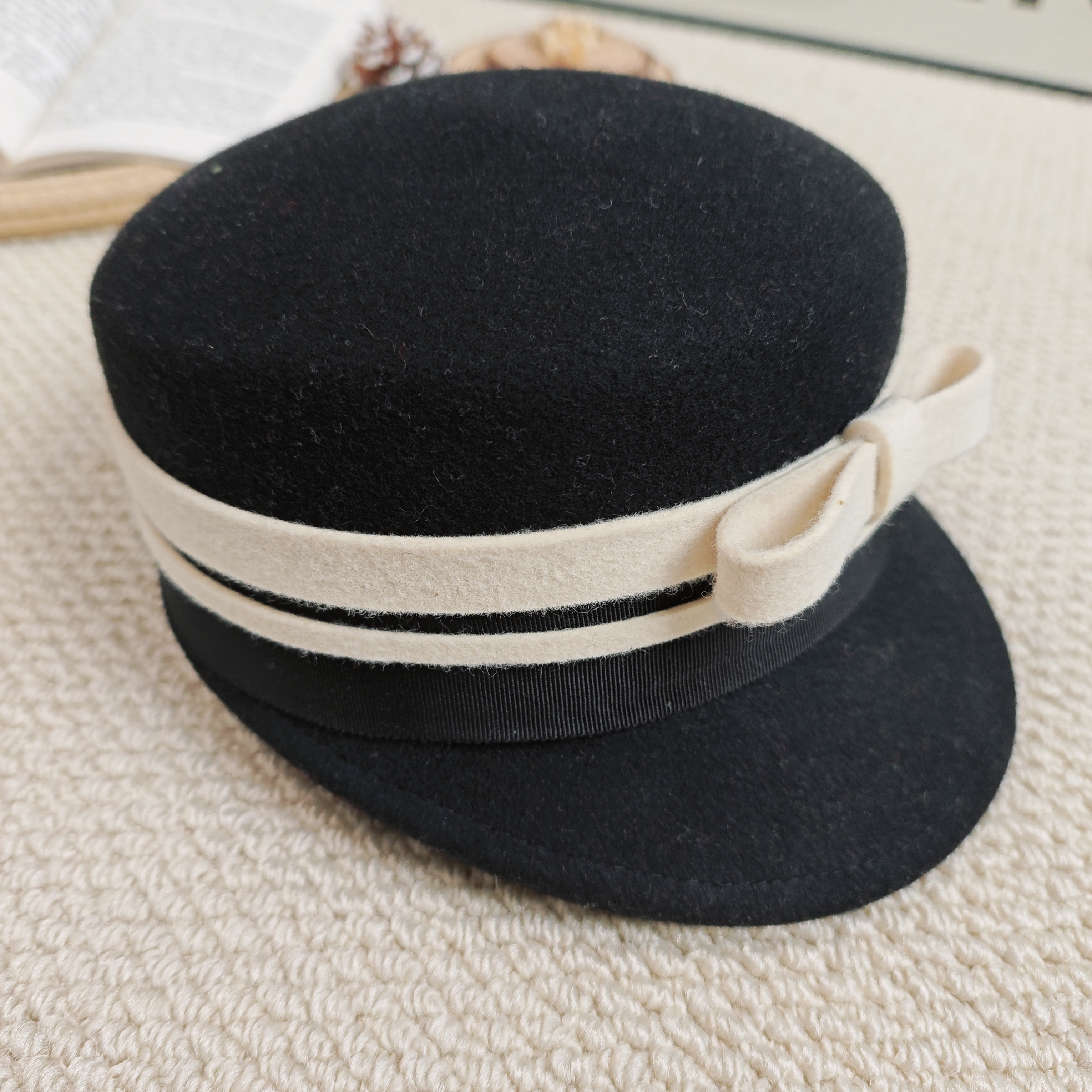 2025春季新款时尚日系蝴蝶结鸭舌帽马术帽9625