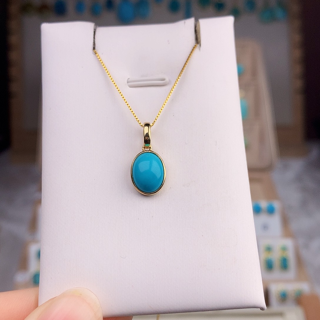 绿松石耳饰18K金镶嵌