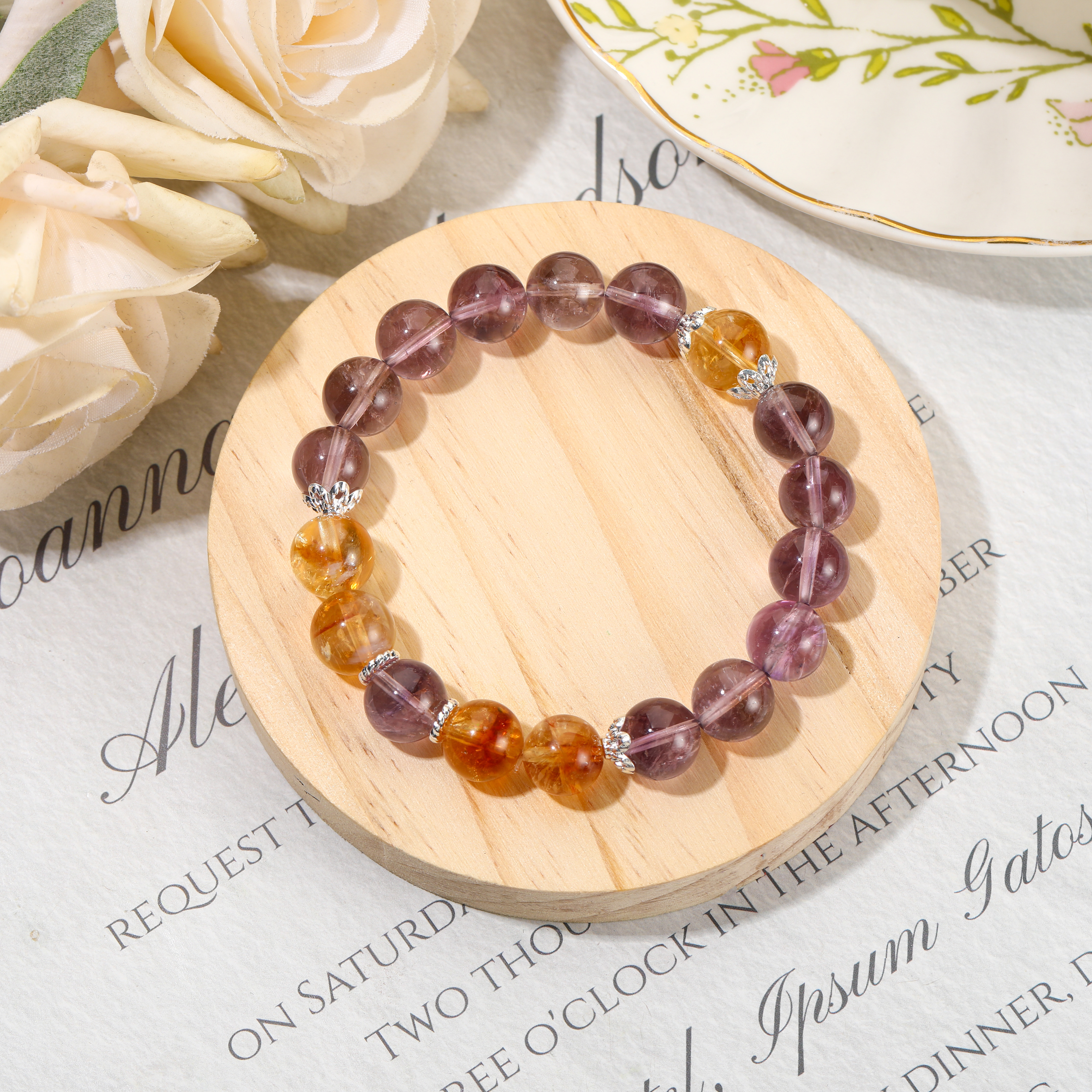 SJ-1347 【夜幕降临】黄塔晶  紫水晶 水晶手串