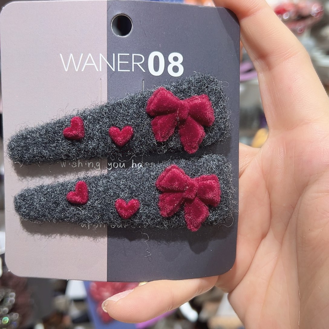 非金属红色蝴蝶结灰色掰掰夹