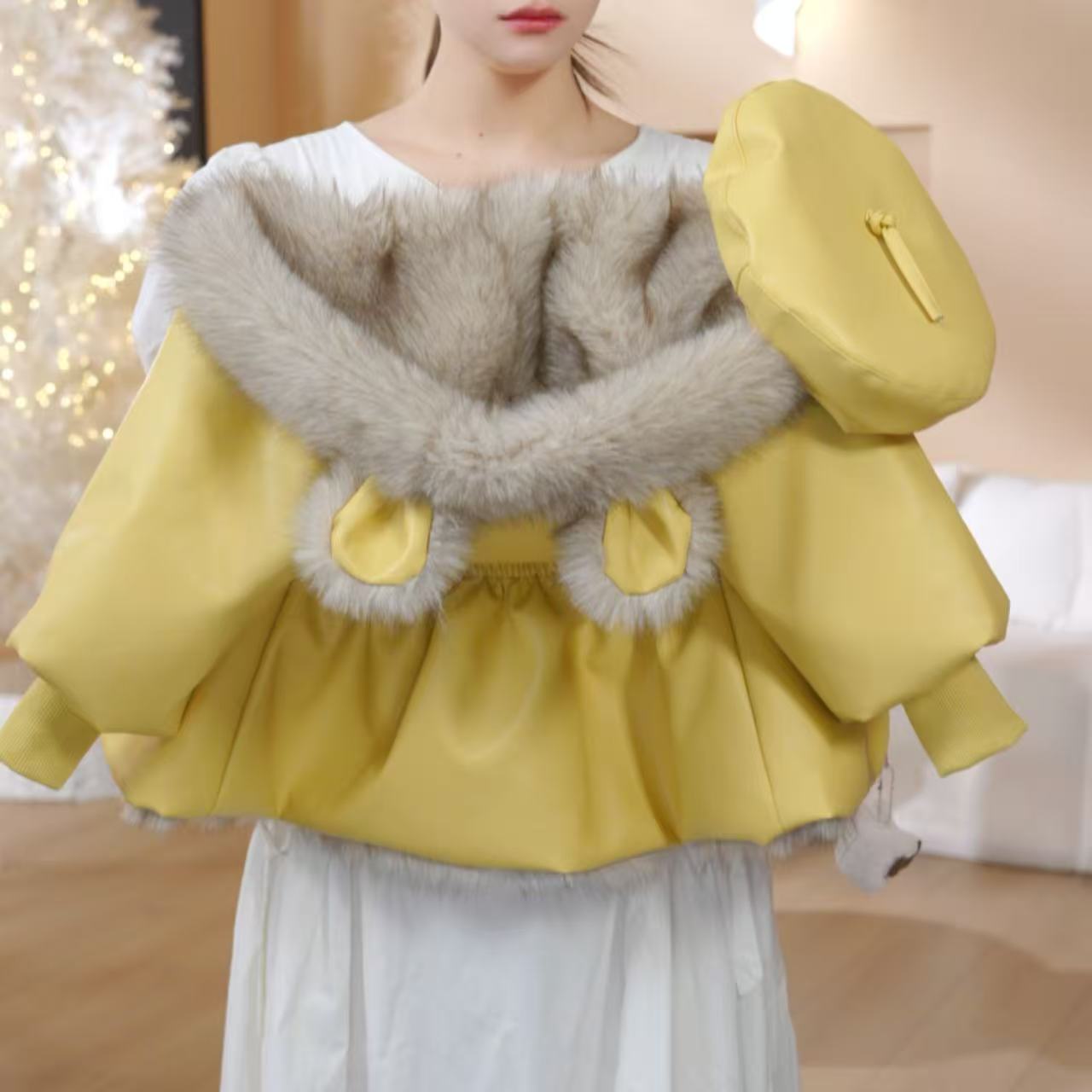 女童外套秋冬款2025新款儿童洋气加绒加厚上衣女孩冬装毛毛衣