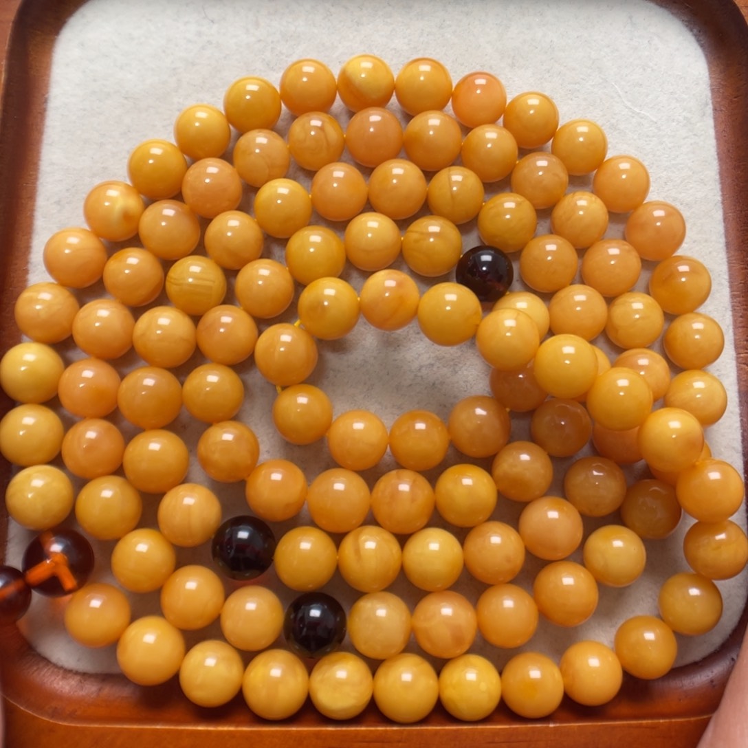 蜜蜡未镶嵌项链108