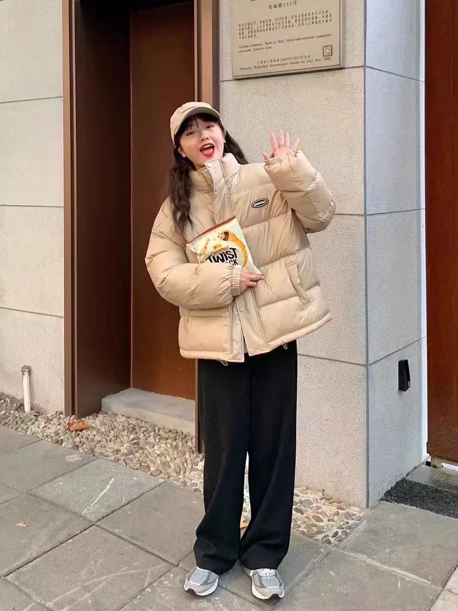 短款立领小个子面包服羽绒服宽松简约风时尚加厚保暖外套