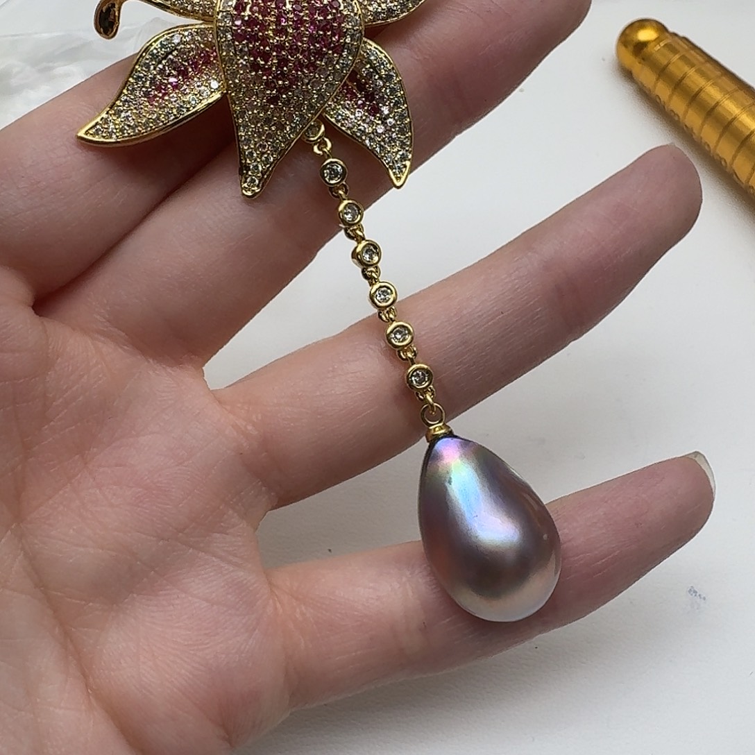 胸针拼合珍珠（马贝珠）未镶嵌