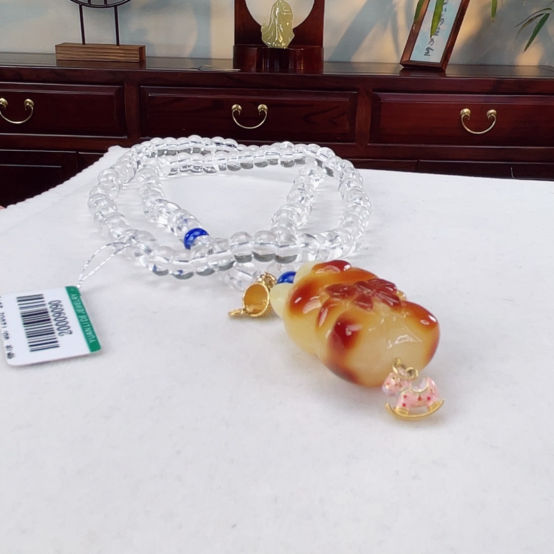 水晶颈饰18K金镶嵌水晶
