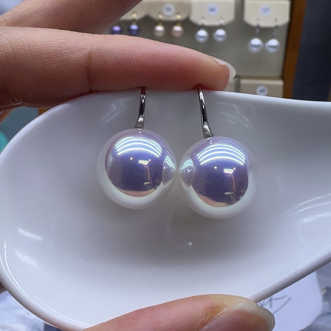 银S925镶嵌淡水珍珠耳饰