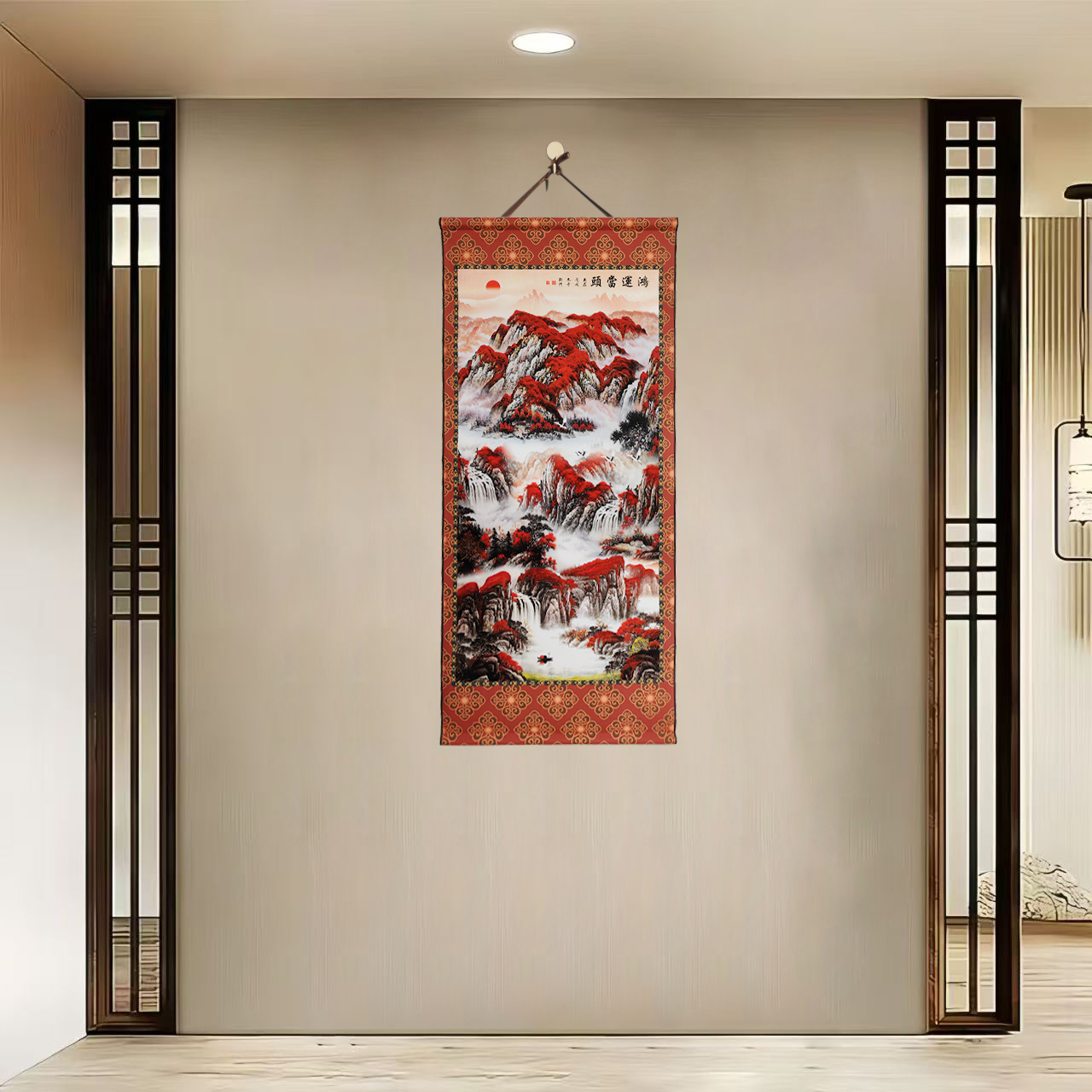  {40-816鸿运当头}净尺寸40x85cm现代简约挂轴装饰画办公室家居装