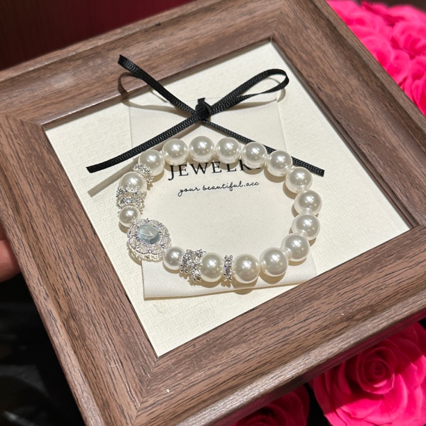 S965 10mm贝珠➕海蓝宝蛋面手串